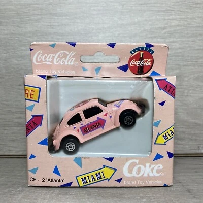 Coca Cola Model Car Atlanta VW Volkswagen Beetle Bug Pink Rare 1994 by Edocar - Image 1 of 4