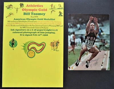 TOOMEY, BILL 1968 OLYMPIC GAMES DECATHLON GOLD MEDAL ORIGINAL SIGNED PROMOPHOTO - Image 1 of 4