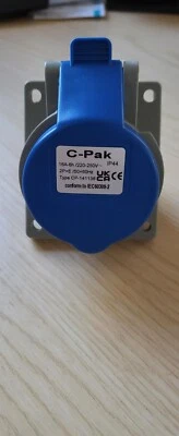 16amp 230v IP44 2P+E Panel Mounted Angled Socket - Caravan Marina - Image 1 of 4