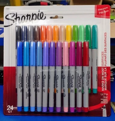 Marcadores permanentes, punta ultra fina, colores surtidos, 24 unidades Foto 1 de 2