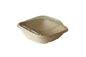 Bio Einweggeschirr Salatschalen Bagasse Zuckerrohr mit Deckel, 750 ml, 2-teilig - Bild 1 von 5