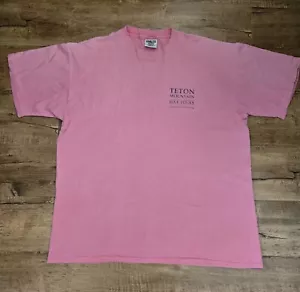 VTG Jackson Hole Wyoming Single Stitch T-Shirt Men XL Teton Mountain Bike Tours - Picture 1 of 15