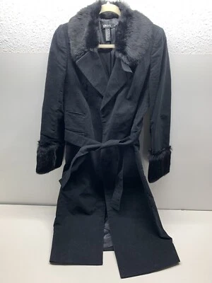 Gabardina larga de piel para mujer DKNY Donna Karan New York talla 4 negra Foto 1 de 4