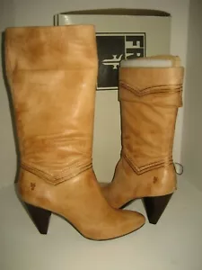 $328 NEW FRYE Womens US 10 Simone Cuff Mid-Calf Leather Natural Tan Boots Shoes - Picture 1 of 10
