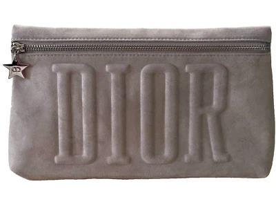 Nuevo En Caja Dior Pantalón Bolsa Cosmético Maquillaje Bolso Vacío Gris Gamuza Textura/Forrado Foto 1 de 4