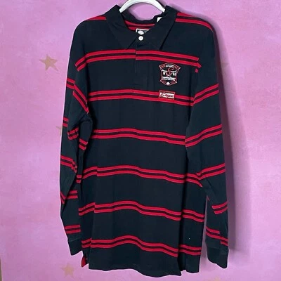Enyce Vintage Black Red Long Sleeve Rugby Polo Shirt Embroidered Size Large - Image 1 of 4