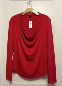 Ann Taylor Crepe Cowl-Neck Top, Red, Polyester, Size L, NWT - Bild 1 von 6
