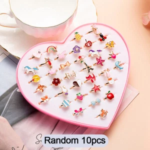 10X Kid Cartoon Finger Rings Little Girls Jewelry Birthday Children's Ring Gift - Picture 1 of 5