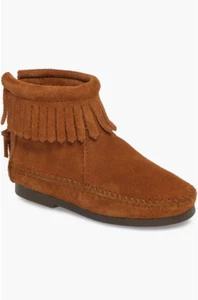 Minnetonka Reißverschluss hinten Stiefel in Braun 2398 Mädchen Größe 9 Kleinkind - Bild 1 von 5
