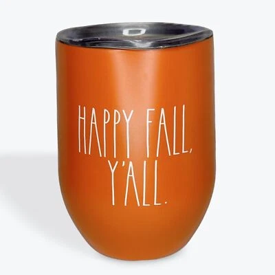 Vaso de vino sin tallo aislado de acero inoxidable naranja RAE DUNN HAPPY FALL YALL Foto 1 de 3