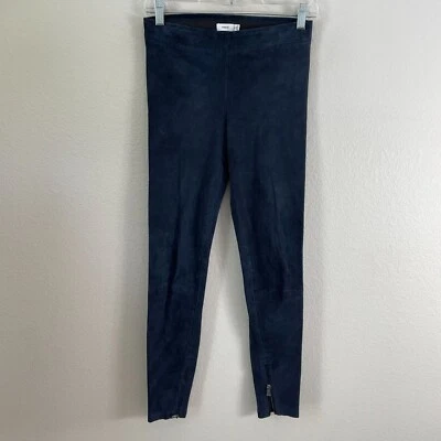 Leggings Vince XS para mujer azul marino 100 % cuero de cordero gamuza con cremalleras en el tobillo Foto 1 de 4