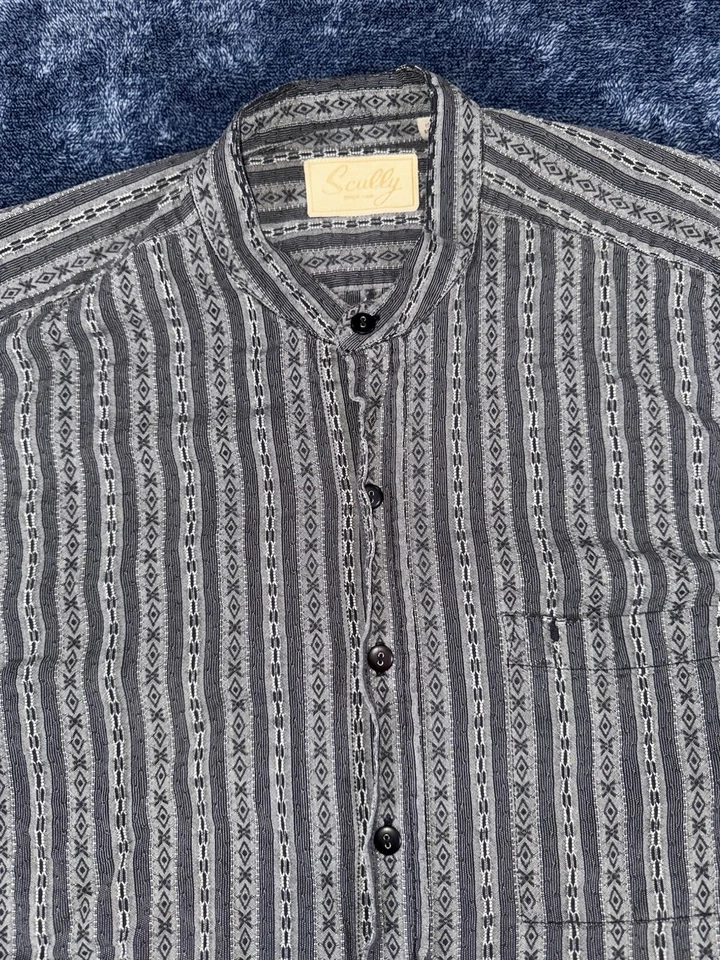 Camisa Scully Para Hombre Western L Negra Azteca Cuello Banda Abuelo Botón Vaquero Foto 1 de 4