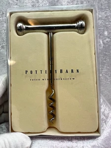 Pottery Barn Art Deco Wine Corkscrew With Original Box Silver Metal - Picture 1 of 8