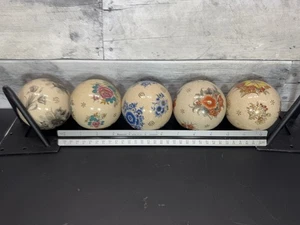 Set of 5 Vintage Chinese Floral Crackle Balls Orbs Ceramic - Picture 1 of 2