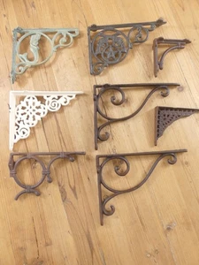 7 Shelf Brackets Corbels Wall *READ DESCRIPTION* Cast Iron Rustic Welding Art - Picture 1 of 12