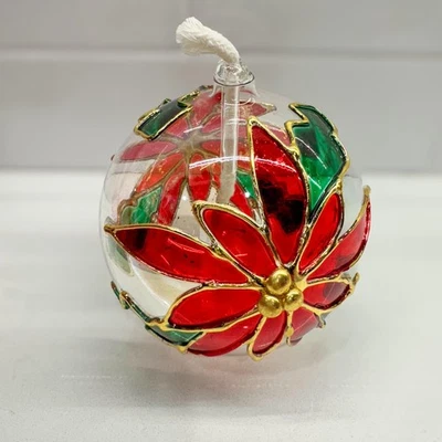 复古水星玻璃手工吹制油灯,圣诞 Poinsetta 带盒,#20634 — 第 1/4 张图片