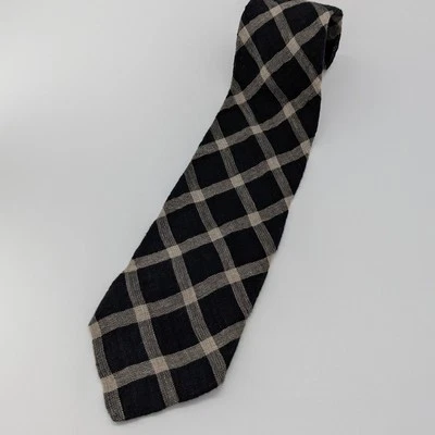 Corbata Ziozia Urbana Natural Para Hombre 100% Lino Negro Caqui Hecha en Italia Foto 1 de 4