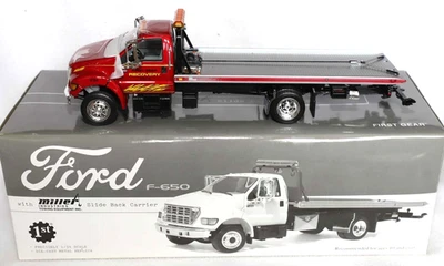 1ST GEAR FORD F-650 SLIDE BACK CARRIER TOW TRUCK 1:34 DIECAST 19-0034 FIRST - Image 1 of 4
