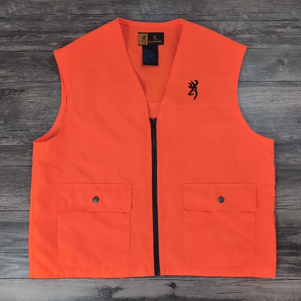 Browning Hunting Ves Neon Orange Junior Sz XL Safety Performance Outerwear Zip - Image 1 of 4
