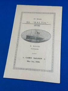May 1, 1931 S.S. BALTIC Cabin Saloon ~ Welsh Imperial Singers !!! 8" x 5" - Picture 1 of 7