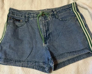 Vintage LEI Jean Shorts y2k Blue Denim Size 9 Side Stripe Made In USA Sporty - Picture 1 of 10