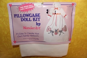 Vintage Kissenbezug Puppenherstellung Set von WonderArt, Trio Herzen blau und rosa - Bild 1 von 3