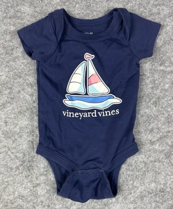 Vineyard Vines Einteiler Body Baby Junge 0-3 Monate Segelboot dunkelblau Pima - Bild 1 von 4