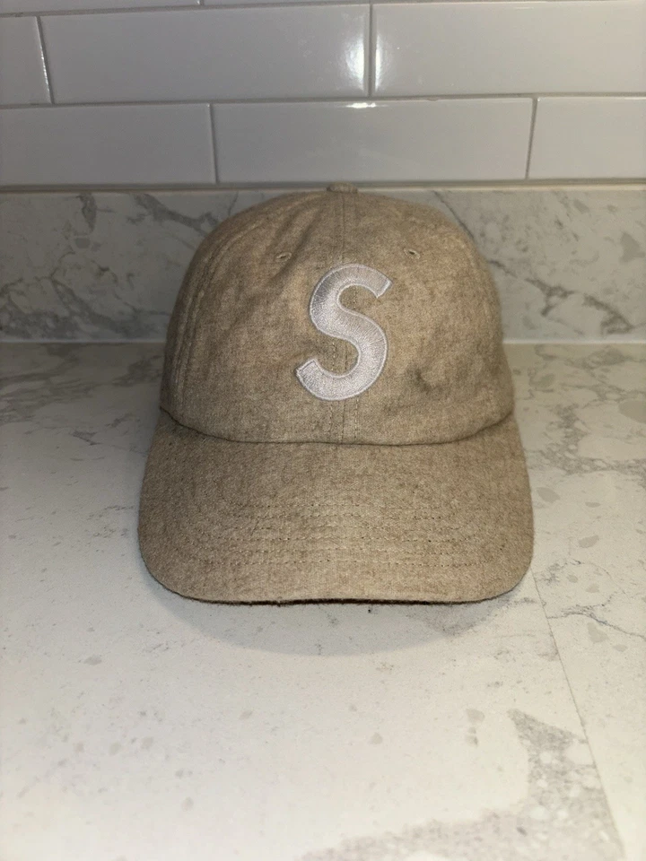 Кепка Supreme Wool с логотипом S 6-панельная натуральная FW19 - Изображение 1 из 3