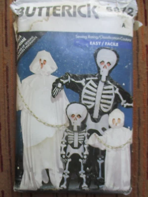 1980's Halloween Costume Skeleton Ghost Butterick 5872 Pattern Adult XS-L UNCUT - Image 1 of 2