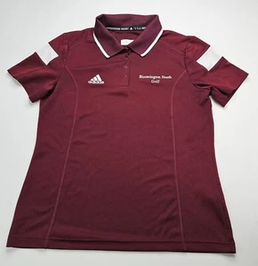 Adidas Women's Short Sleeve Maroon & White Stripe Polo Golf Shirt Bloomington M - Picture 1 of 11