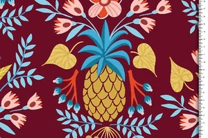 At the Beach Design Sweet Pineapple bordeaux Hamburger Liebe BaumwollSatin 50cm - Bild 1 von 4