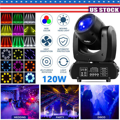 120W LED Moving Head Light RGBW 8Gobo Beam Stage Spot Lighting DJ Disco Show DMX • 142.49€