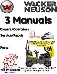 WACKER NEUSON RT820 TRENCH ROLLER OPERATORS SERVICE PARTS MANUAL PDF USB - Picture 1 of 5