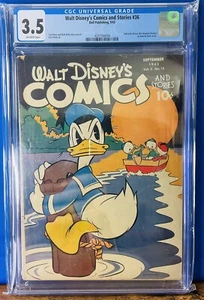 WALT DISNEY’S COMICS AND STORIES #36 (1943) CARL BARKS-ART - **CGC 3.5** - Imagen 1 de 5