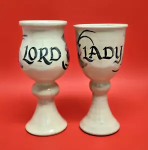 Lord & Lady Handmade & Painted Pottery Goblet Set Renaissance Style Medieval EUC - Picture 1 of 8
