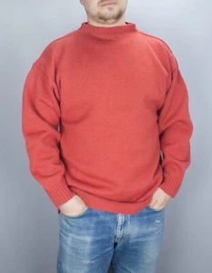 Maglione Guernsey Tradizionale Uomo Pura Nuova Lana Pescatore Rosso Taglia 46 pollici/118 cm - Foto 1 di 24
