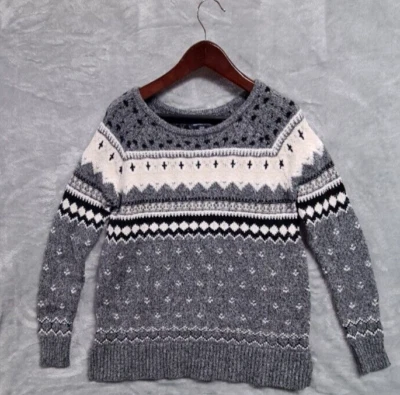 Suéter American Eagle Outfitters Gris Fair Isle Para Mujer Talla Pequeña Esquí Lodge Foto 1 de 4