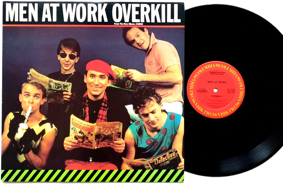 Men At Work–Overkill Vinyl 12" 33 ⅓ RPM Single Promo Columbia USA – AS 1634 - Image 1 of 2