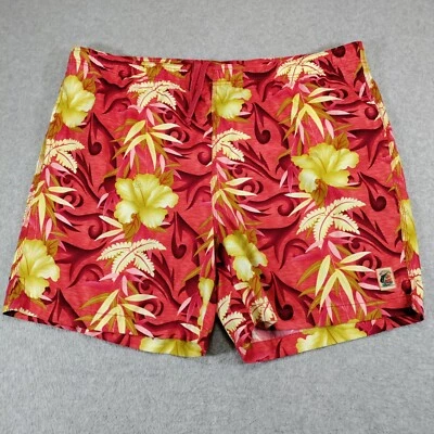 Tommy Bahama Bañador Hombre Grande Relax Rojo Amarillo Tropical Estampado Malla Forro Foto 1 de 4