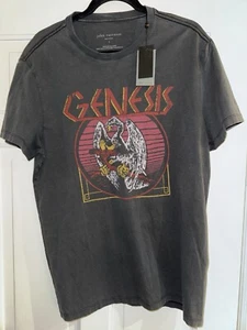 John Varvatos Men's LG Black Washed Genesis Eagle Crew-Neck Short Sleeve T-Shirt - Picture 1 of 3