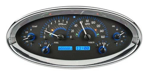 Dakota Digital Universal Elliptical Analog Gauge System Carbon Blue VHX-1017-C-B - Picture 1 of 5