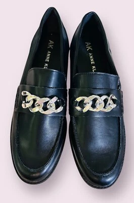 Mocasines Anne Klein para mujer ELIA negros de imitación de cuero 10 medianos NUEVO sin caja buck Foto 1 de 4