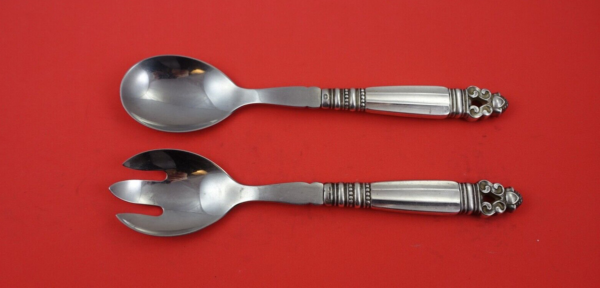 Georg Jensen Antique US Sterling Silver Salad Servers for Georg Jensen Antique US Sterling Silver Salad Servers for