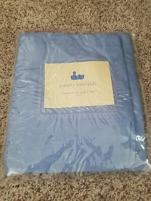 ¡Nuevo! Forro de canasta ovalada Pottery Barn Kids cambray cónico azul algodón NUEVO Foto 1 de 4