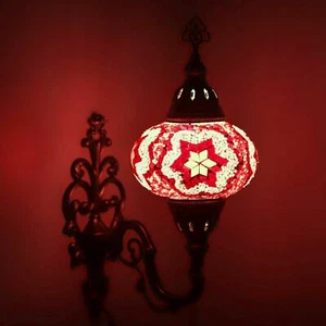 Turkish Moroccan Mosaic Tiffany Style Wall Sconce Light Night Lamp - Free Bulb - Picture 1 of 7