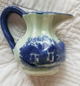 Victoria Ware Ironstone Flow Blue Pitcher Creamer Vintage White Blue EUC Free Sh - Picture 1 of 11