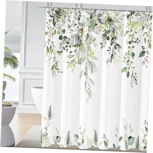 Sage Green Eucalyptus Leaves Shower Curtain 72.00" x 72.00" Green and Gold - Picture 1 of 7