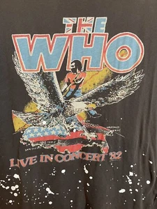 T-shirt The Who grand groupe noir concert tournée 1982 réimpression - Photo 1/6