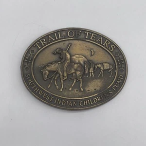 Trail of Tears Southwest Indian Children's Fund Brass Belt Buckle - Picture 1 of 4