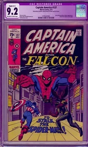 Captain America 137 CGC 9.2 (1971) Spider-Man, Falcon, Harry Osborn App. - Bild 1 von 2